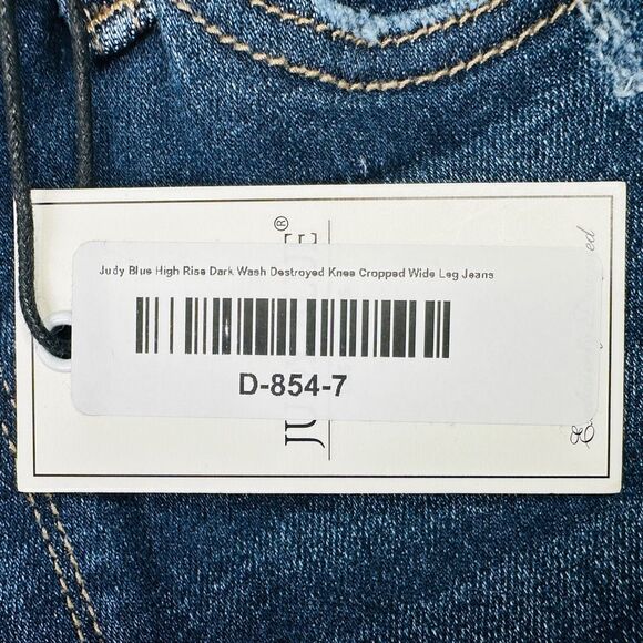 Judy Blue High-Rise Dark Wash Cropped Wide Leg Jeans - Size 7 / 28 - Picture 8 of 8